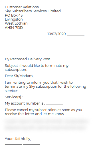 Termination Contract SKY