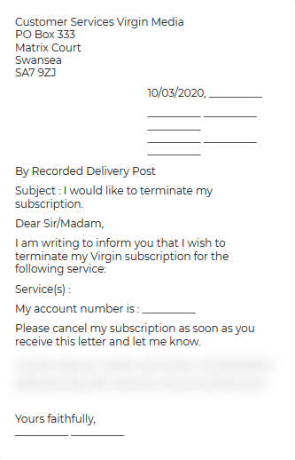 Termination Contract Virgin Media