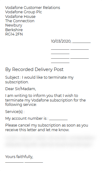 Termination Contract Vodafone